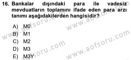 İktisada Giriş 2 Dersi 2024 - 2025 Yılı (Vize) Ara Sınav Soruları 16. Soru
