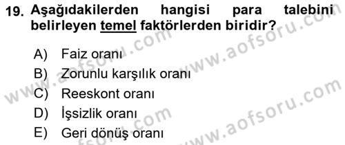 İktisada Giriş 2 Dersi 2024 - 2025 Yılı (Vize) Ara Sınav Soruları 19. Soru