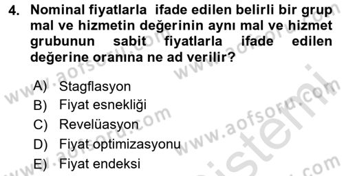 İktisada Giriş 2 Dersi 2024 - 2025 Yılı (Vize) Ara Sınav Soruları 4. Soru