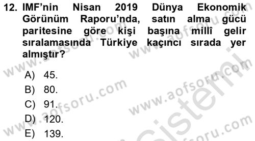 İktisada Giriş 2 Dersi 2024 - 2025 Yılı (Final) Dönem Sonu Sınav Soruları 12. Soru