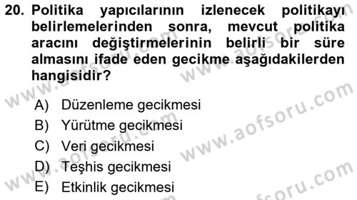 İktisada Giriş 2 Dersi 2024 - 2025 Yılı (Final) Dönem Sonu Sınav Soruları 20. Soru