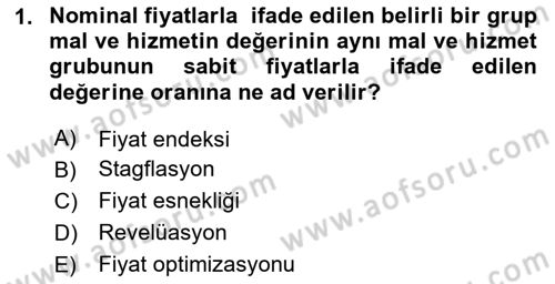 İktisada Giriş 2 Dersi 2025 - 2026 Yılı (Vize) Ara Sınav Soruları 1. Soru