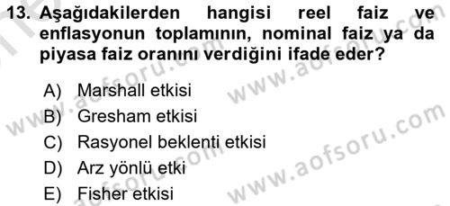İktisada Giriş 2 Dersi 2025 - 2026 Yılı (Vize) Ara Sınav Soruları 13. Soru