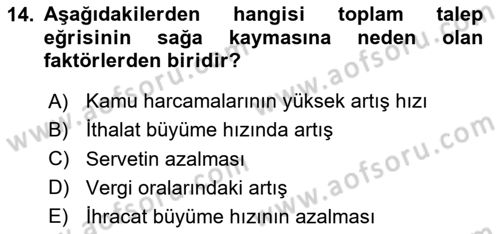 İktisada Giriş 2 Dersi 2025 - 2026 Yılı (Vize) Ara Sınav Soruları 14. Soru