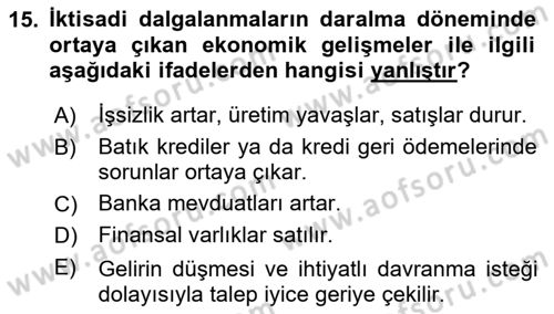 İktisada Giriş 2 Dersi 2025 - 2026 Yılı (Vize) Ara Sınav Soruları 15. Soru
