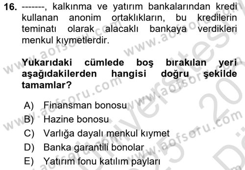 İktisada Giriş 2 Dersi 2025 - 2026 Yılı (Vize) Ara Sınav Soruları 16. Soru