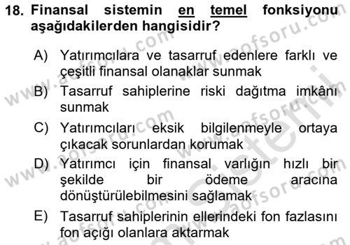 İktisada Giriş 2 Dersi 2025 - 2026 Yılı (Vize) Ara Sınav Soruları 18. Soru