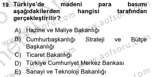 İktisada Giriş 2 Dersi 2025 - 2026 Yılı (Vize) Ara Sınav Soruları 19. Soru