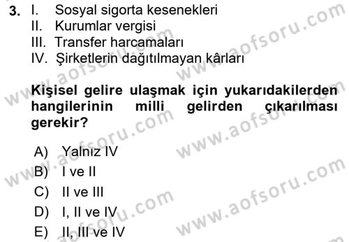 İktisada Giriş 2 Dersi 2025 - 2026 Yılı (Vize) Ara Sınav Soruları 3. Soru