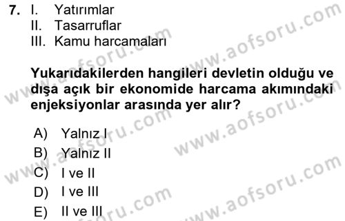 İktisada Giriş 2 Dersi 2025 - 2026 Yılı (Vize) Ara Sınav Soruları 7. Soru