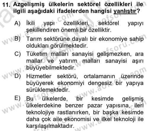 İktisada Giriş 2 Dersi 2025 - 2026 Yılı (Final) Dönem Sonu Sınav Soruları 11. Soru