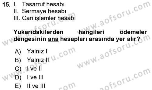 İktisada Giriş 2 Dersi 2025 - 2026 Yılı (Final) Dönem Sonu Sınav Soruları 15. Soru