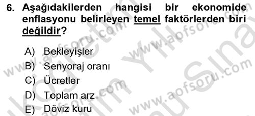 İktisada Giriş 2 Dersi 2025 - 2026 Yılı (Final) Dönem Sonu Sınav Soruları 6. Soru