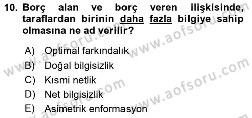 İktisada Giriş 2 Dersi 2025 - 2026 Yılı Yaz Okulu Sınav Soruları 10. Soru