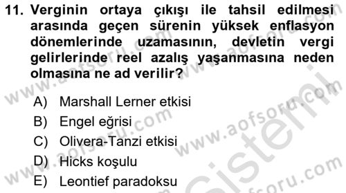 İktisada Giriş 2 Dersi 2025 - 2026 Yılı Yaz Okulu Sınav Soruları 11. Soru