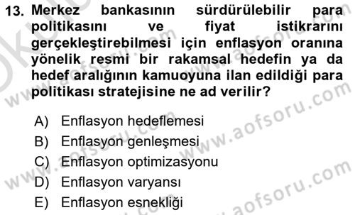 İktisada Giriş 2 Dersi 2025 - 2026 Yılı Yaz Okulu Sınav Soruları 13. Soru