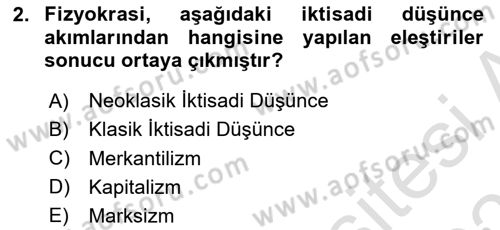 İktisada Giriş 2 Dersi 2025 - 2026 Yılı Yaz Okulu Sınav Soruları 2. Soru