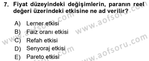 İktisada Giriş 2 Dersi 2025 - 2026 Yılı Yaz Okulu Sınav Soruları 7. Soru