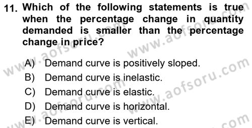 Introduction to Economics 1 Dersi Ara Sınavı Deneme Sınav Soruları 11. Soru