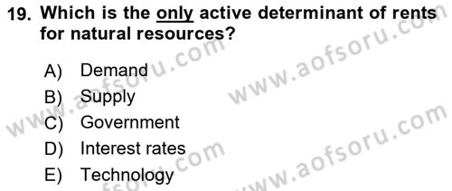 Introduction to Economics 1 Dersi 2017 - 2018 Yılı (Final) Dönem Sonu Sınav Soruları 19. Soru