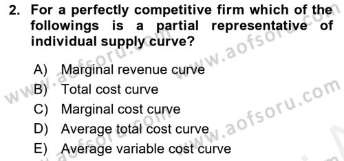Introduction to Economics 1 Dersi 2017 - 2018 Yılı (Final) Dönem Sonu Sınav Soruları 2. Soru