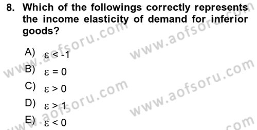 Introduction to Economics 1 Dersi 2017 - 2018 Yılı (Final) Dönem Sonu Sınav Soruları 8. Soru