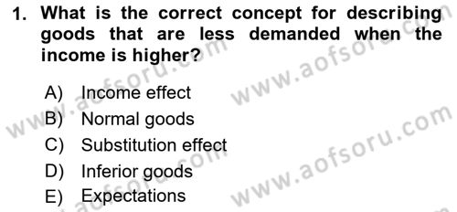Introduction to Economics 1 Dersi Ara Sınavı Deneme Sınav Soruları 1. Soru
