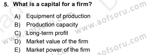 Introduction to Economics 1 Dersi 2018 - 2019 Yılı (Final) Dönem Sonu Sınav Soruları 5. Soru