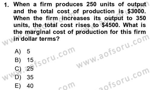 Introduction to Economics 1 Dersi 2018 - 2019 Yılı Yaz Okulu Sınav Soruları 1. Soru