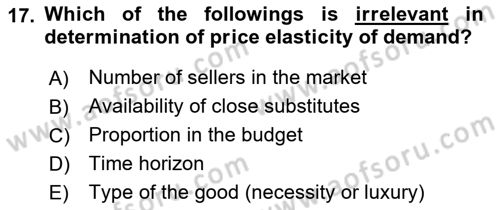 Introduction to Economics 1 Dersi 2018 - 2019 Yılı Yaz Okulu Sınav Soruları 17. Soru