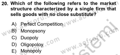 Introduction to Economics 1 Dersi 2018 - 2019 Yılı Yaz Okulu Sınav Soruları 20. Soru
