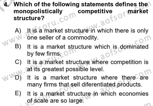 Introduction to Economics 1 Dersi 2018 - 2019 Yılı Yaz Okulu Sınav Soruları 4. Soru