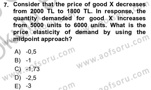 Introduction to Economics 1 Dersi 2018 - 2019 Yılı Yaz Okulu Sınav Soruları 7. Soru
