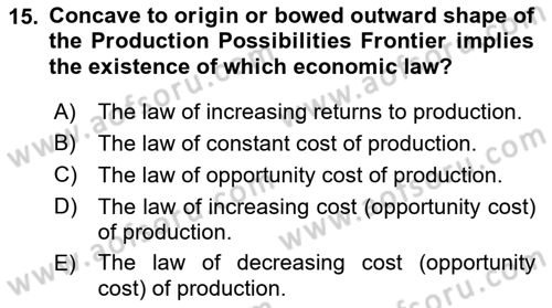 Introduction to Economics 1 Dersi Ara Sınavı Deneme Sınav Soruları 15. Soru