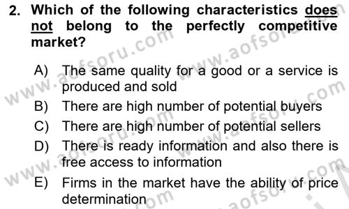 Introduction to Economics 1 Dersi Ara Sınavı Deneme Sınav Soruları 2. Soru