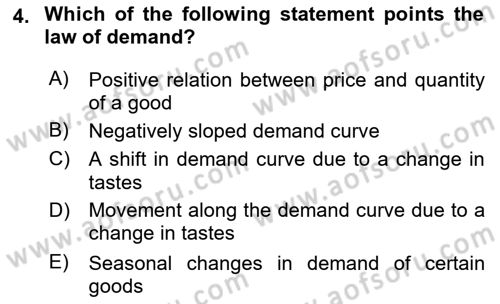 Introduction to Economics 1 Dersi 2019 - 2020 Yılı (Vize) Ara Sınav Soruları 4. Soru