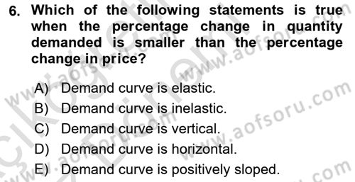 Introduction to Economics 1 Dersi Ara Sınavı Deneme Sınav Soruları 6. Soru