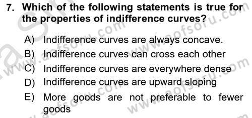 Introduction to Economics 1 Dersi Ara Sınavı Deneme Sınav Soruları 7. Soru