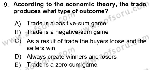Introduction to Economics 1 Dersi Ara Sınavı Deneme Sınav Soruları 9. Soru