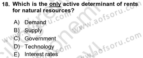 Introduction to Economics 1 Dersi 2019 - 2020 Yılı (Final) Dönem Sonu Sınav Soruları 18. Soru