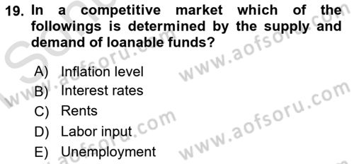 Introduction to Economics 1 Dersi 2019 - 2020 Yılı (Final) Dönem Sonu Sınav Soruları 19. Soru
