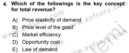 Introduction to Economics 1 Dersi 2019 - 2020 Yılı (Final) Dönem Sonu Sınav Soruları 4. Soru