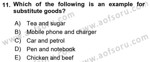Introduction to Economics 1 Dersi 2020 - 2021 Yılı Yaz Okulu Sınav Soruları 11. Soru