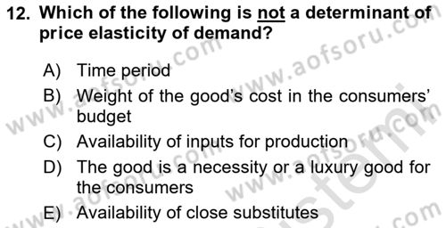 Introduction to Economics 1 Dersi 2020 - 2021 Yılı Yaz Okulu Sınav Soruları 12. Soru