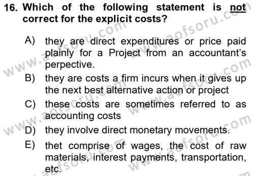 Introduction to Economics 1 Dersi 2020 - 2021 Yılı Yaz Okulu Sınav Soruları 16. Soru