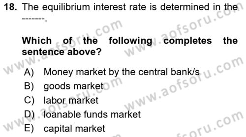 Introduction to Economics 1 Dersi 2020 - 2021 Yılı Yaz Okulu Sınav Soruları 18. Soru