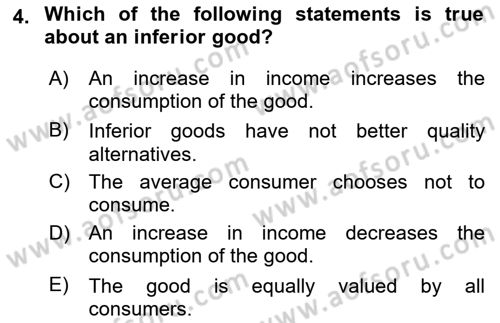 Introduction to Economics 1 Dersi 2020 - 2021 Yılı Yaz Okulu Sınav Soruları 4. Soru