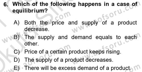 Introduction to Economics 1 Dersi 2020 - 2021 Yılı Yaz Okulu Sınav Soruları 6. Soru