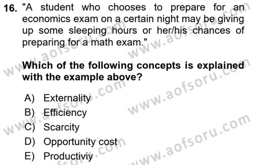 Introduction to Economics 1 Dersi Ara Sınavı Deneme Sınav Soruları 16. Soru