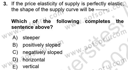 Introduction to Economics 1 Dersi Ara Sınavı Deneme Sınav Soruları 3. Soru